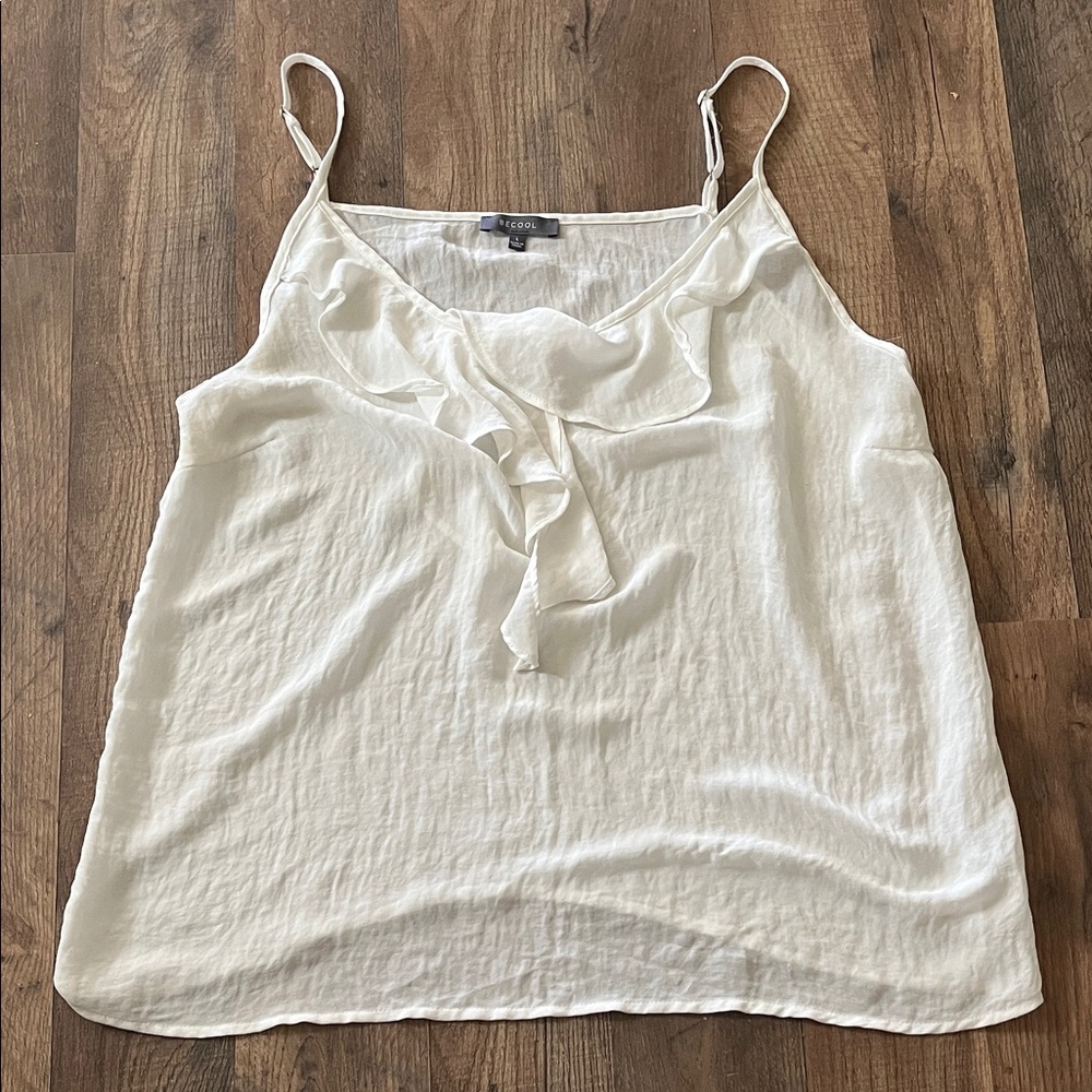 BE COOL Cream Ruffled Camisole